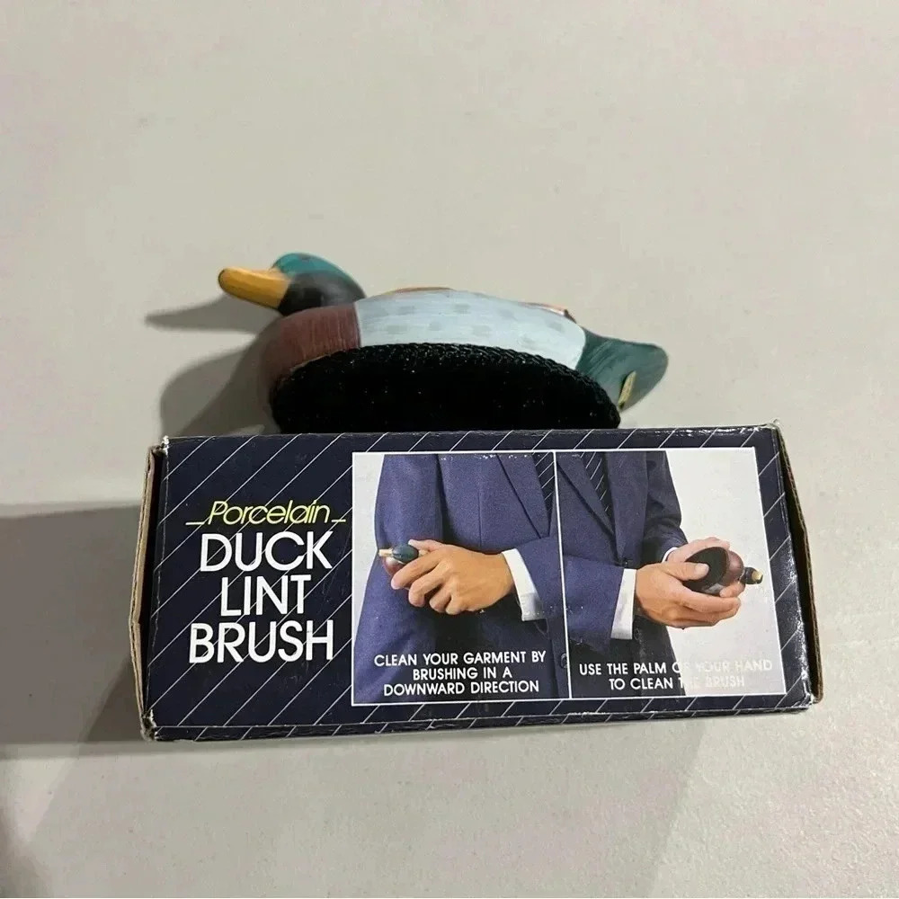 Vintage Ceramic Mallard Duck Decoy Lint Brush